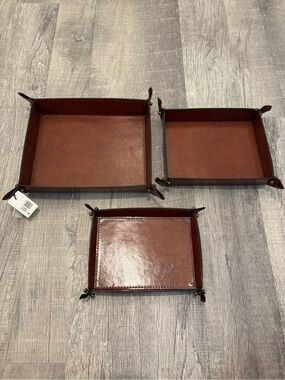 Mr Porter Brown Leather Multi Compartment Snap Valet Tray Desk Organizer